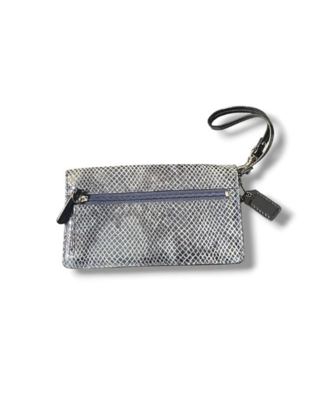 COACH Gray Snake Embossed Leather Wristlet Clutch - Picture 3 of 3